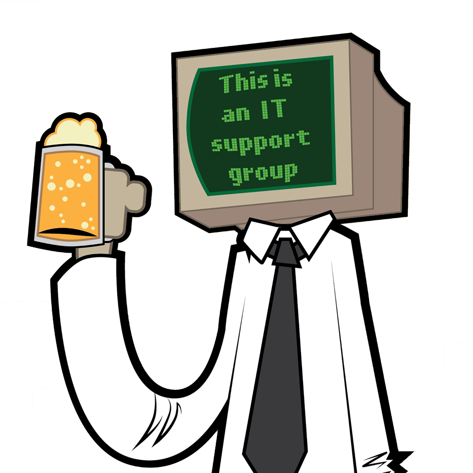 IT Guy mascot — cartoon technician in glasses